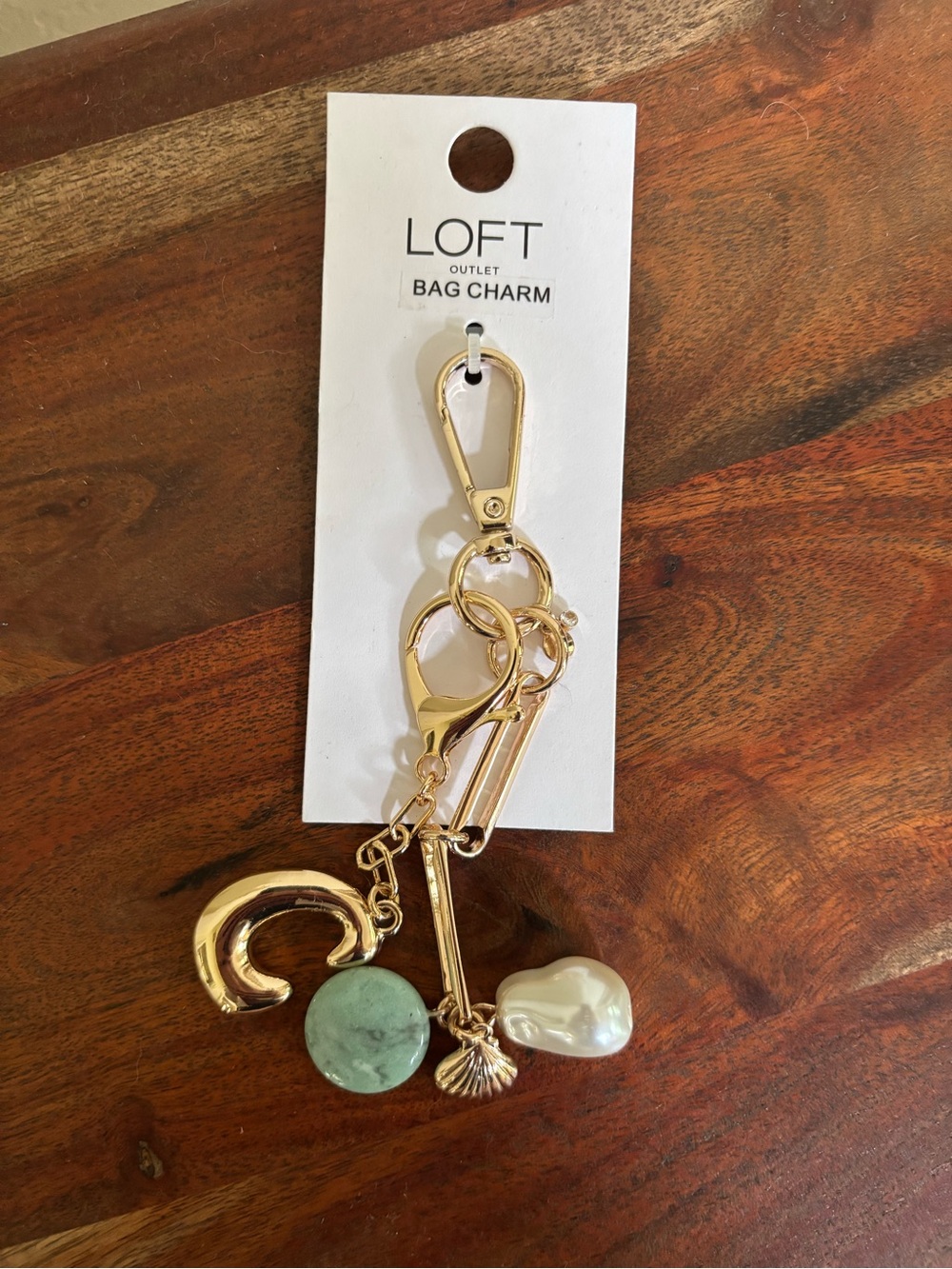 LOFT Bag Keychain Charm with initial and beach theme seashell charm